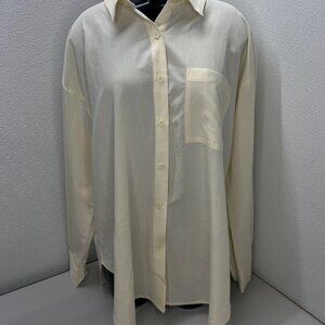 Bae Women's Love Affair Oversized Button-Up Shirt – Size S – Vanilla Beige
